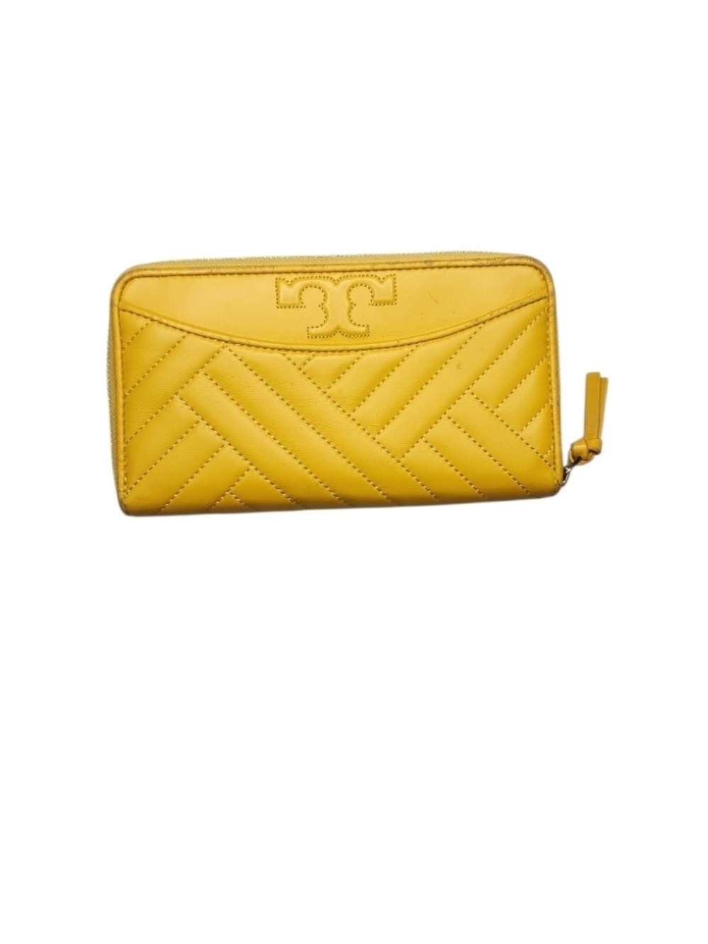 TORY BURCH Alexa Daisy Yellow Quilted Soft Leather Zip